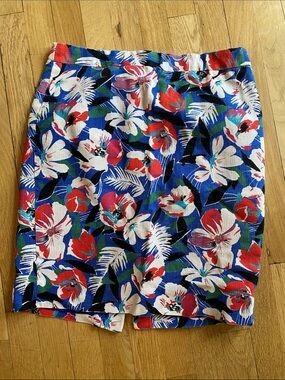 J. Crew Blue Floral Pencil Skirt